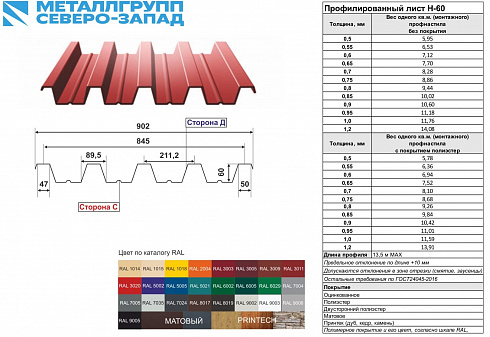 Профлист Н60